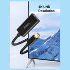 UGREEN 40360 4K Mini DisplayPort to HDMI Adapter, 3840x2160 at 30Hz, Audio and Video, 0.6ft