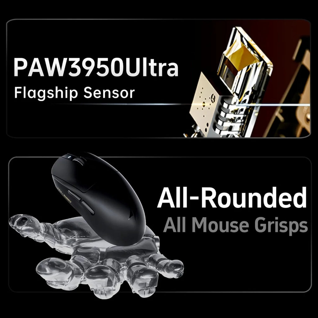 ATK Dragonfly A9 Pro Max 2.0 Wireless Gaming Mouse, PAW3395 Ultra Sensor, Up to 30,000 DPI, 57g Lightweight, Up to 200 Hours Battery, Tri-Mode 2.4G Bluetooth and Wired, White