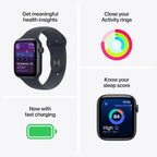 Apple Watch SE 3 GPS 40mm Smartwatch, Midnight Aluminum Case with Midnight Sport Band S/M, Fitness and Sleep Trackers, Heart Rate Monitor, Always-On Display, Water Resistant