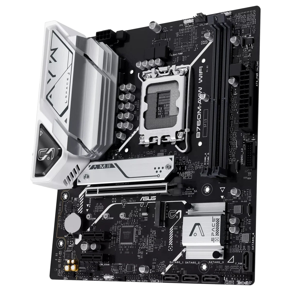 ASUS B760M-AYW WIFI Motherboard, Intel B760 LGA1700 mATX, DDR5, PCIe4.0 With 2x PCIe4.0 M.2, WiFi 6 and Realtek 2.5Gb Ethernet