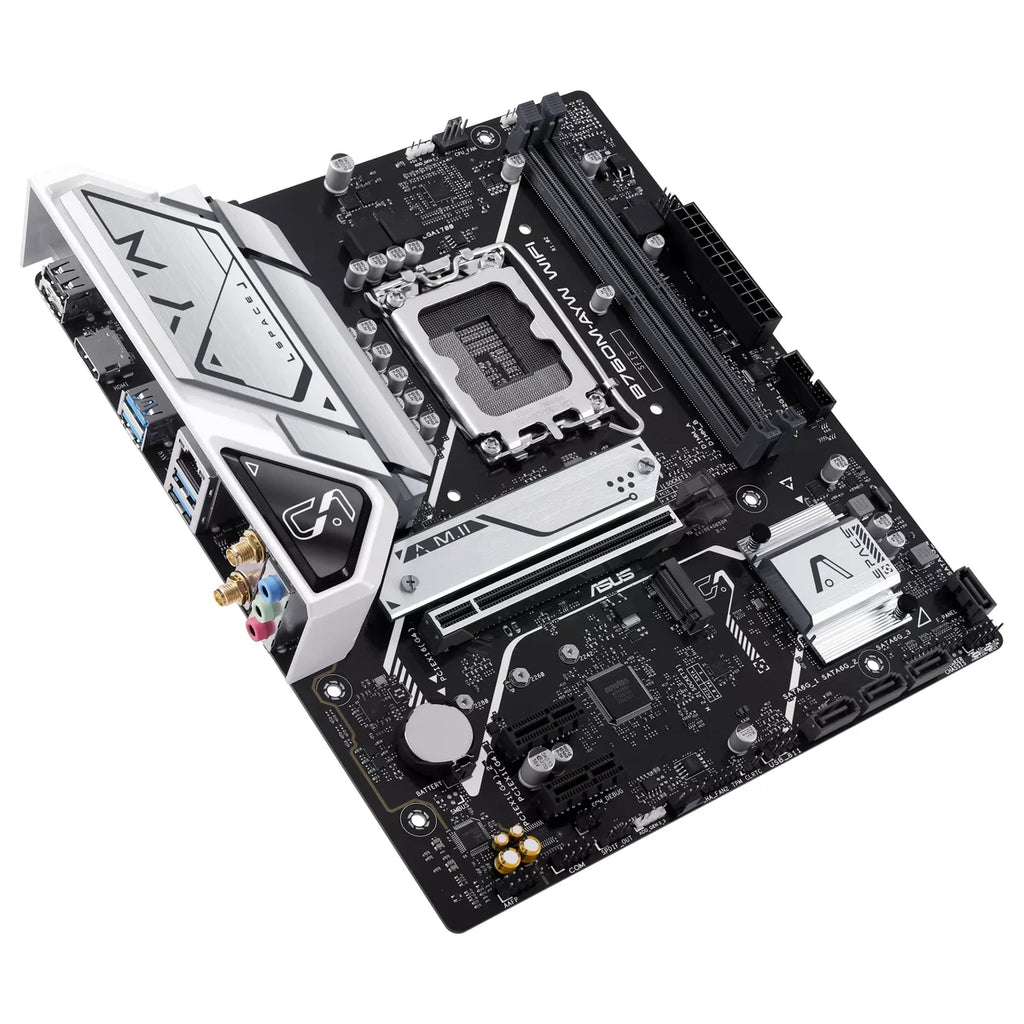 ASUS B760M-AYW WIFI Motherboard, Intel B760 LGA1700 mATX, DDR5, PCIe4.0 With 2x PCIe4.0 M.2, WiFi 6 and Realtek 2.5Gb Ethernet