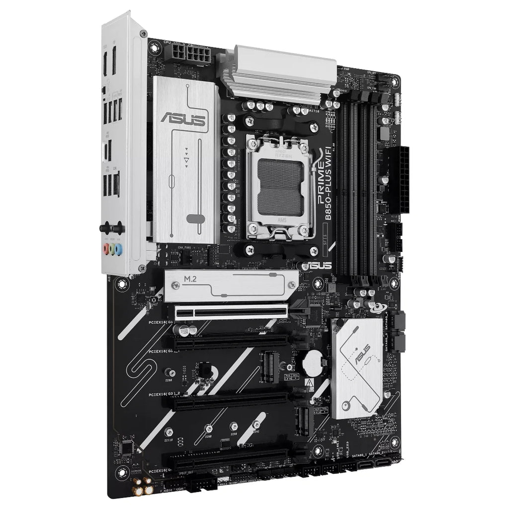 Asus PRIME B850-PLUS WIFI-CSM Motherboard, Socket AM5, AMD B850 Chipset, 4xDDR5 Up To 256GB 8000+MT/s OC, 3xM.2 and 4xSATA 6Gb/s, Wi-Fi 6E and Bluetooth V5.3