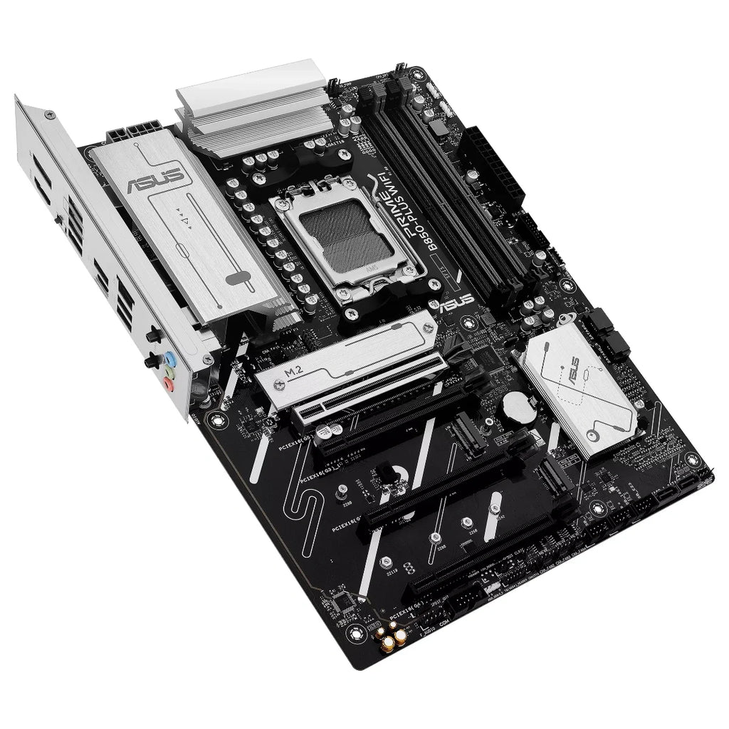 Asus PRIME B850-PLUS WIFI-CSM Motherboard, Socket AM5, AMD B850 Chipset, 4xDDR5 Up To 256GB 8000+MT/s OC, 3xM.2 and 4xSATA 6Gb/s, Wi-Fi 6E and Bluetooth V5.3