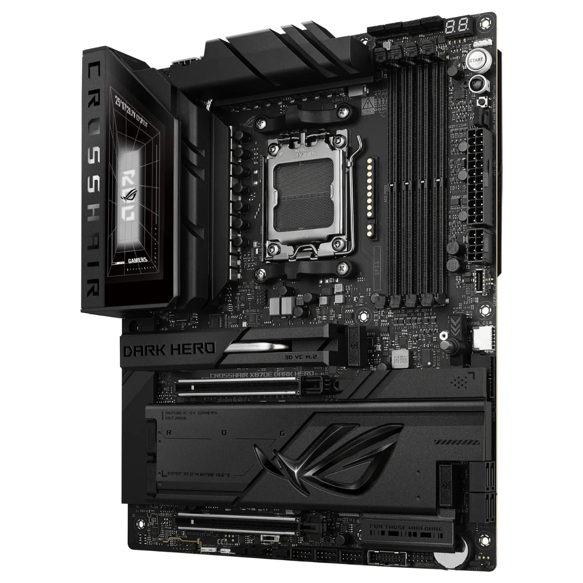 Asus ROG Crosshair X870E Dark Hero Motherboard, Socket AM5, AMD X870E Chipset, DDR5 256GB, PCIe 5.0 x16, 5x M.2, WiFi 7