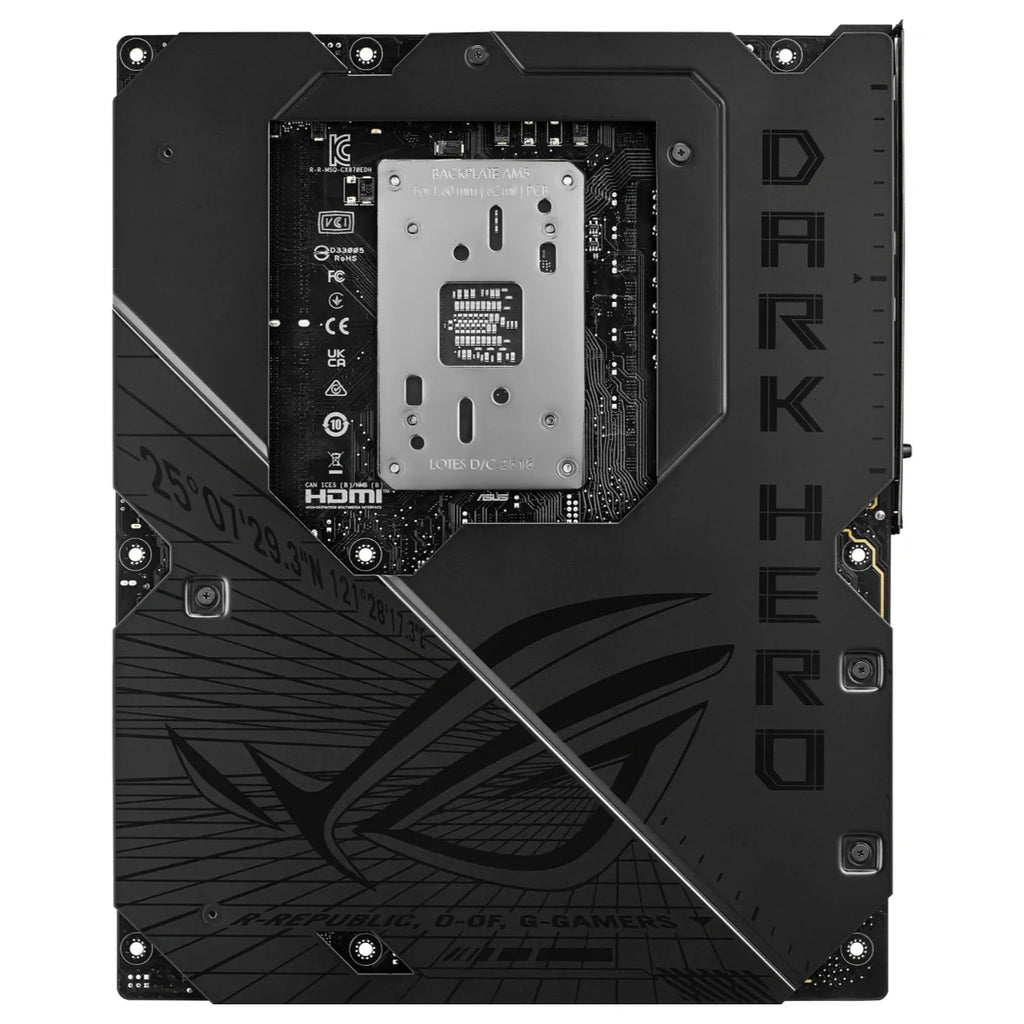 Asus ROG Crosshair X870E Dark Hero Motherboard, Socket AM5, AMD X870E Chipset, DDR5 256GB, PCIe 5.0 x16, 5x M.2, WiFi 7