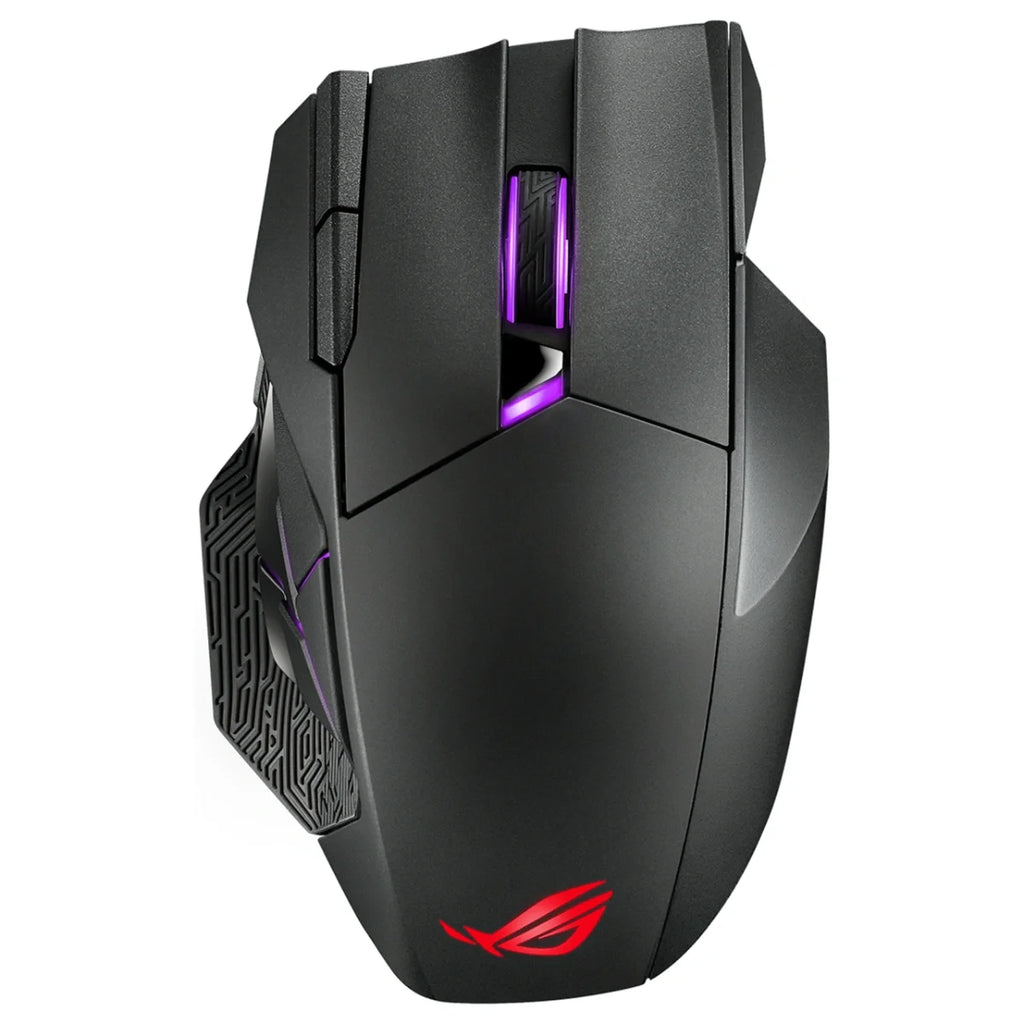 Asus ROG Spatha X Gaming Mouse, Wireless Dual-Mode Wired or 2.4GHz, 19000 DPI Optical Sensor, 1000Hz Polling Rate, 12 Programmable Buttons, Magnetic Charging Stand, Aura Sync RGB Lighting