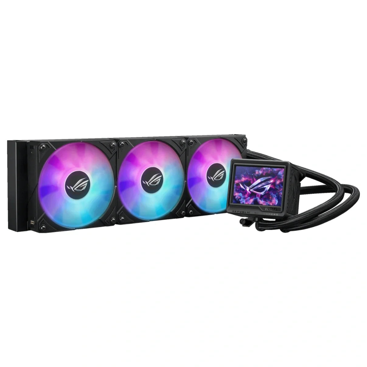 ASUS ROG RYUJIN III 360 ARGB Extreme CPU Liquid Cooler, 3.5 Inch 480p 60Hz Full Color LCD, 3x120mm ROG Magnetic Daisy-chainable Fans Up To 2800RPM, Copper CPU Plate, AM5 AM4 LGA1851 1700 1200 115x