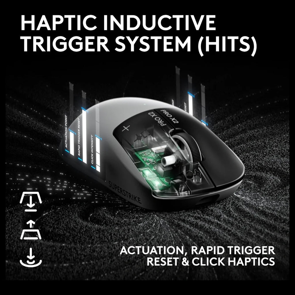 Logitech G PRO X2 SUPERSTRIKE Wireless Gaming Mouse, HERO 2 Sensor Up To 44,000 DPI, 8kHz Polling, 61g Ultra Lightweight, USB-C, for PC and Mac, Black/White