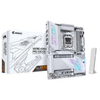 Gigabyte X870E AORUS PRO X3D ICE Motherboard, AMD Socket AM5, DDR5 up to 9000MT/s OC, 4xM.2 Including PCIe 5.0 x4, Wi-Fi 7 and 5GbE LAN, HDMI and Dual USB4 Type-C, PCIe 5.0 x16, ICE