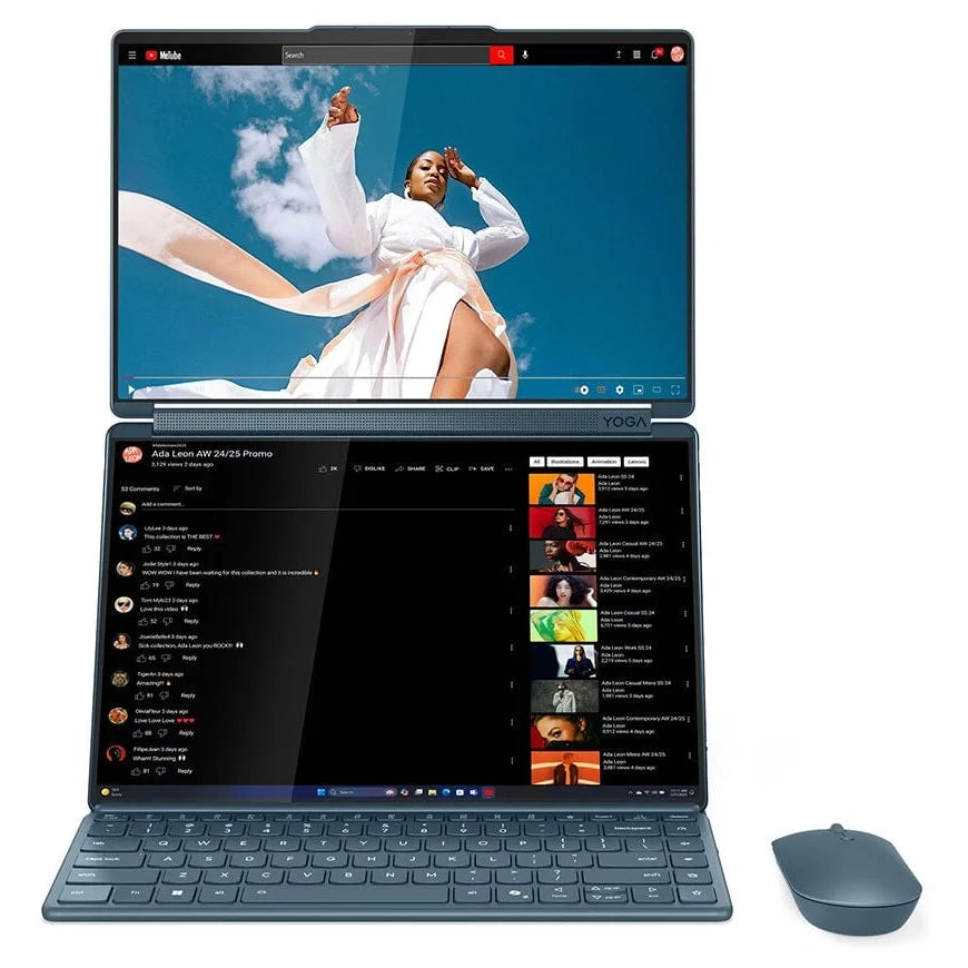 Lenovo Yoga Book 9i, Intel Core Ultra 9 285H Up to 5.4GHz, 32GB LPDDR5X-8400 RAM, 1TB PCIe 4.0 NVMe SSD, Intel Arc 140T, Dual 14" 2.8K OLED 120Hz Touch, Windows 11 Home, Tidal Teal, 83KJ0047AX (Official Warranty)