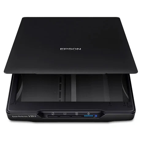 Epson Perfection V39 II Color Photo and Document Flatbed Scanner, 4800 DPI Optical Resolution, USB-Powered, High-Rise Removable Lid, Built-In Kickstand