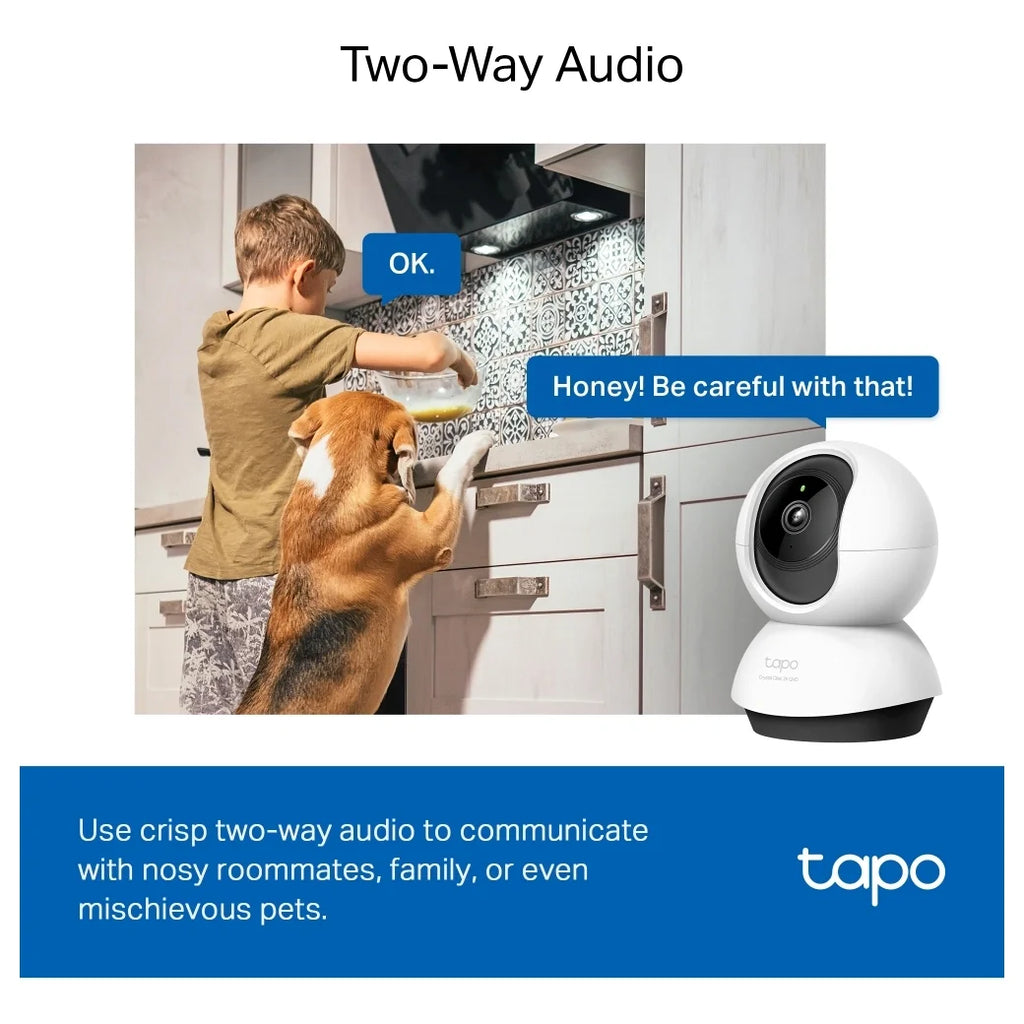 TP-Link Tapo C220 Pan and Tilt AI Home Security Wi-Fi Camera, 2K 4MP QHD, 360 Degree Horizontal and 114 Degree Vertical, Night Vision Up to 30ft, Two-Way Audio