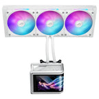 ASUS ROG Ryuo IV SLC 360 ARGB White Edition CPU Liquid Cooler, 6.67" AMOLED Display, 360mm Radiator, 3x120mm PWM Fans 800-2650RPM, AM5 and LGA 1851, White