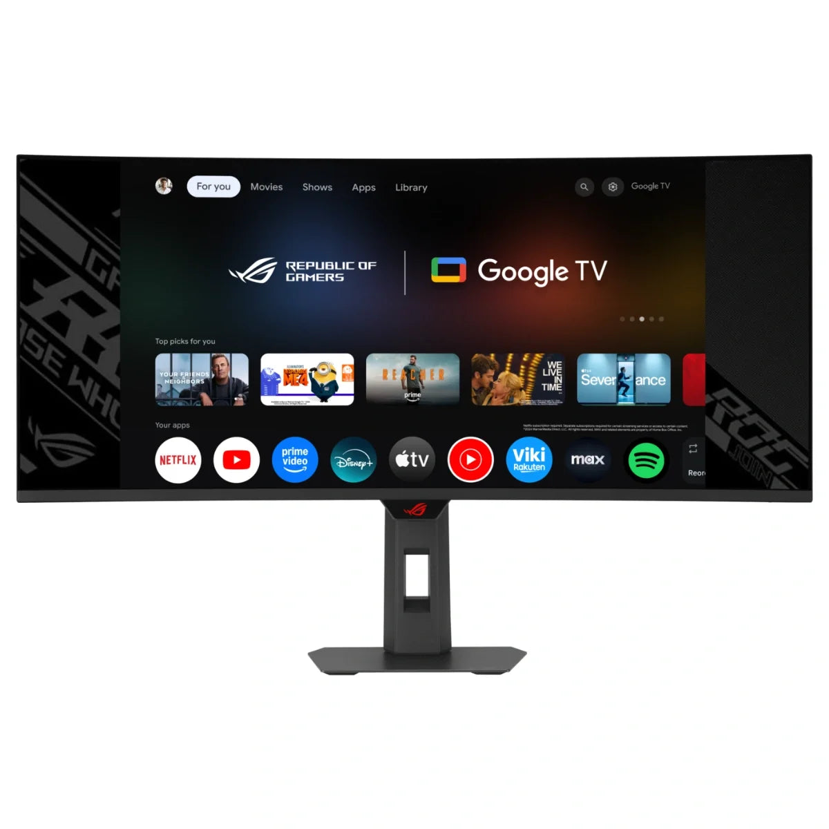 ASUS ROG Strix OLED XG34WCDMTG Curved Gaming Monitor, 34 Inch 3440x1440 240Hz 0.03ms GTG QD-OLED, FreeSync and G-Sync Compatible, Android 14 Google TV WiFi 6, Dolby Vision and Dolby Atmos