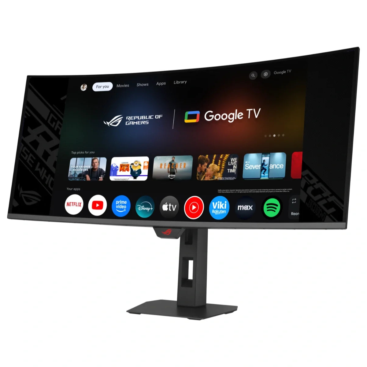 ASUS ROG Strix OLED XG34WCDMTG Curved Gaming Monitor, 34 Inch 3440x1440 240Hz 0.03ms GTG QD-OLED, FreeSync and G-Sync Compatible, Android 14 Google TV WiFi 6, Dolby Vision and Dolby Atmos