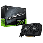 MSI Gaming RTX 5050 8G Shadow 2X OC Graphics Card, 8GB GDDR6, 2560 CUDA Cores, 20Gbps, 128-Bit, PCI Express Gen 5 x16 Uses x8, Boost 2602MHz, Extreme 2617MHz