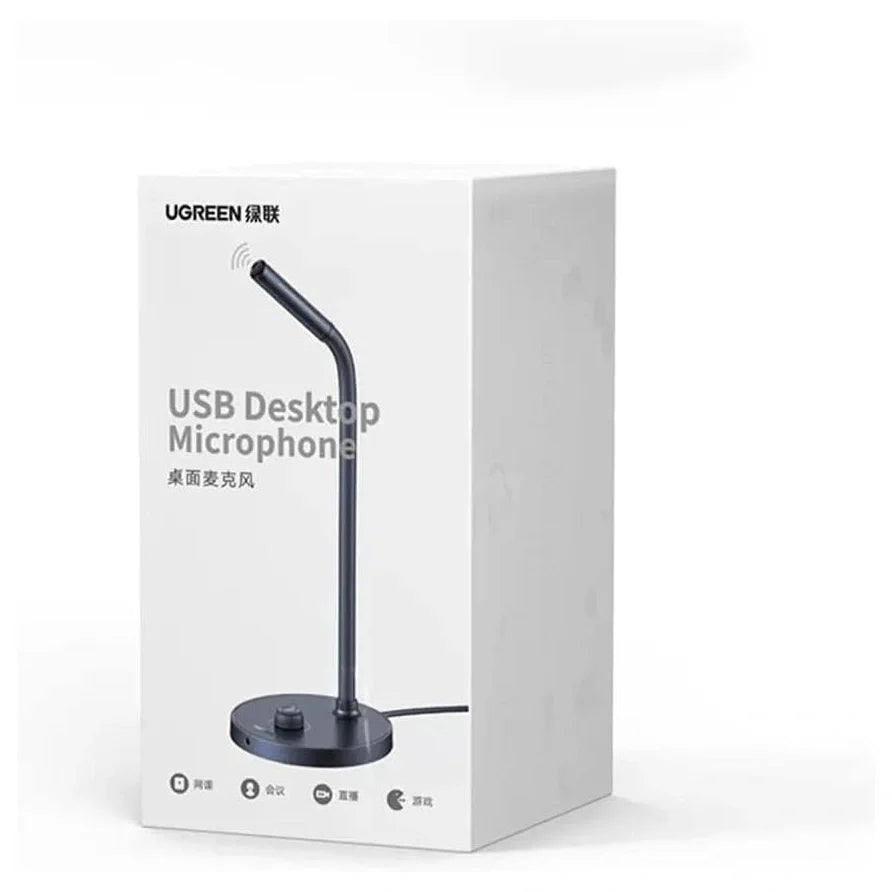 UGREEN USB Microphone Studio Recording MIC 90416, 16-Bit 48KHz, Omnidirectional Pickup, USB Plug-and-Play and 3.5mm Auxiliary Input