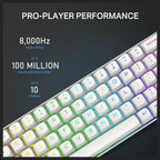 E-YOOSO HZ-68 Rapid Trigger Mechanical Keyboard with Hall Effect, Adjustable Magnetic Switch, RGB Backlit, Doubleshot PBT Keycaps, 68-Key Layout, 8000Hz Polling Rate, White