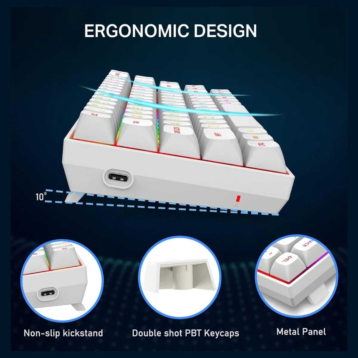 E-YOOSO HZ-68 Rapid Trigger Mechanical Keyboard with Hall Effect, Adjustable Magnetic Switch, RGB Backlit, Doubleshot PBT Keycaps, 68-Key Layout, 8000Hz Polling Rate, White
