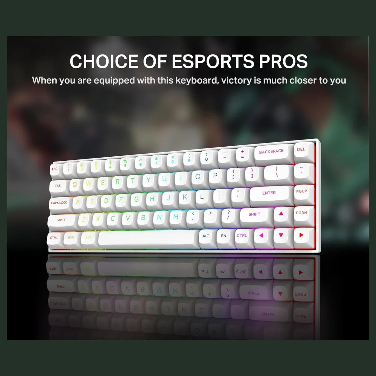 E-YOOSO HZ-68 Rapid Trigger Mechanical Keyboard with Hall Effect, Adjustable Magnetic Switch, RGB Backlit, Doubleshot PBT Keycaps, 68-Key Layout, 8000Hz Polling Rate, White