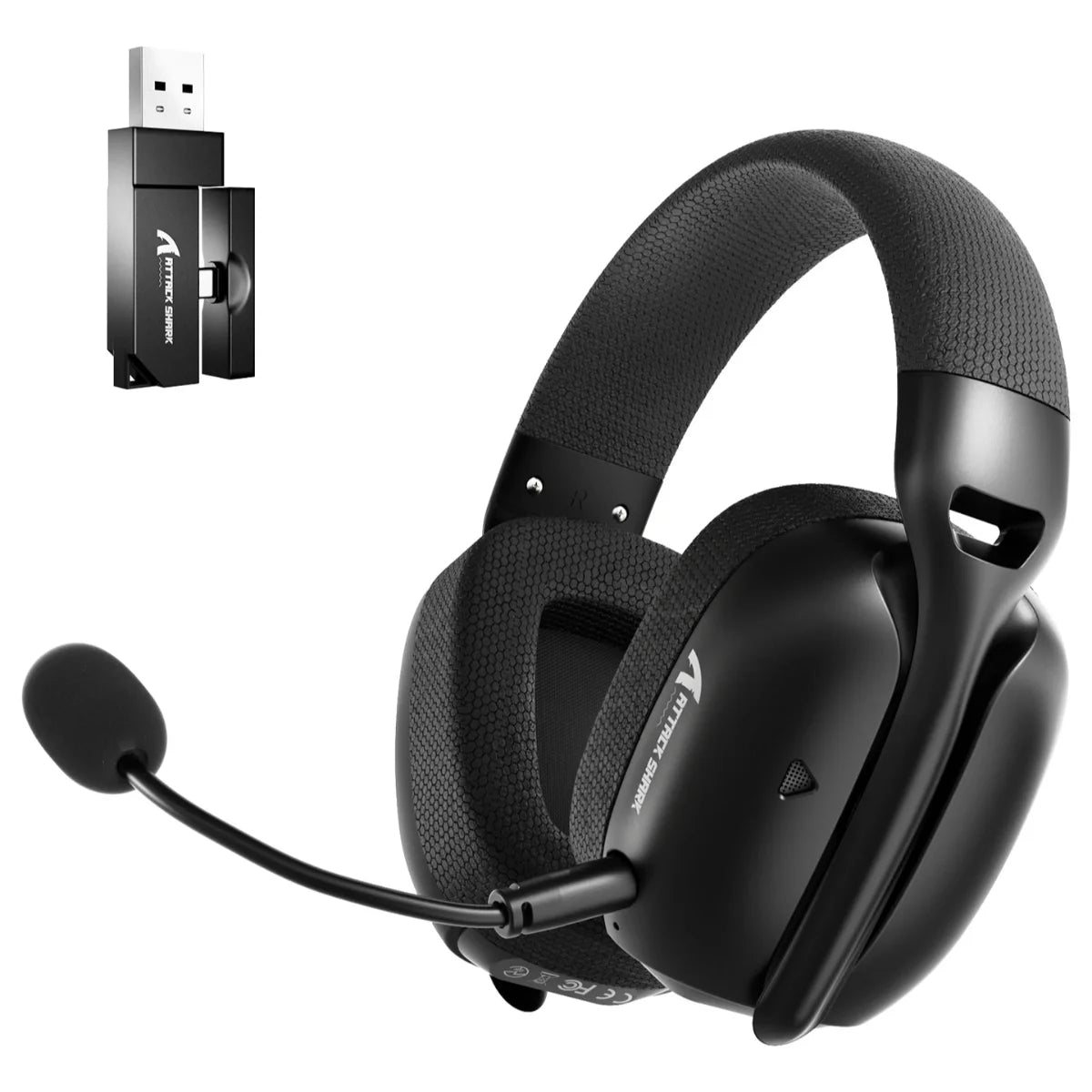 ATTACK SHARK L80 PRO Wireless Gaming Headset, 20ms Ultra-Low Latency, Dual Microphone System, Tri-Mode Bluetooth 5.3 2.4Ghz Wired, 40mm Speaker Drivers, 300mAh Battery