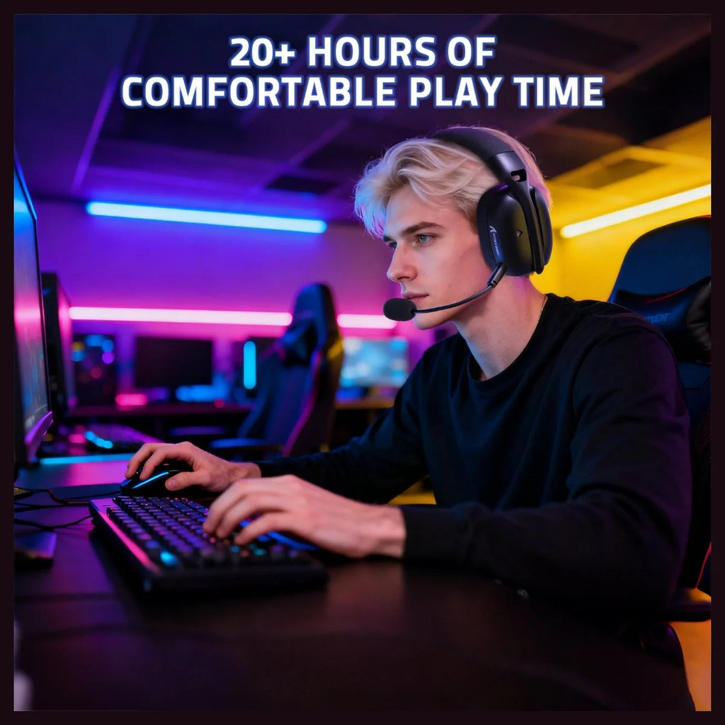 ATTACK SHARK L80 PRO Wireless Gaming Headset, 20ms Ultra-Low Latency, Dual Microphone System, Tri-Mode Bluetooth 5.3 2.4Ghz Wired, 40mm Speaker Drivers, 300mAh Battery