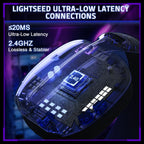 ATTACK SHARK L80 PRO Wireless Gaming Headset, 20ms Ultra-Low Latency, Dual Microphone System, Tri-Mode Bluetooth 5.3 2.4Ghz Wired, 40mm Speaker Drivers, 300mAh Battery