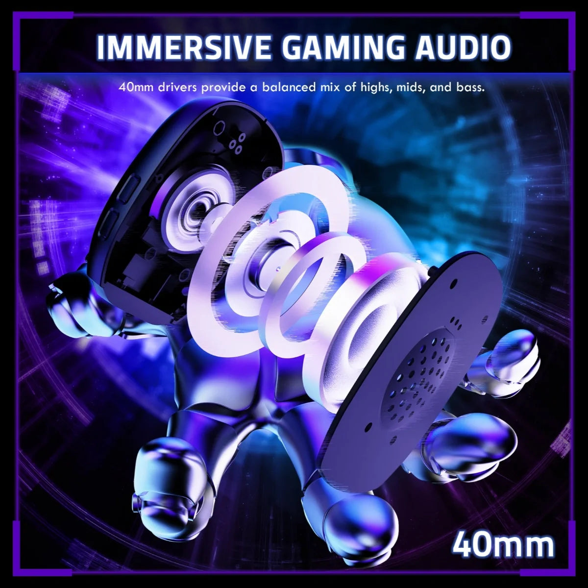 ATTACK SHARK L80 PRO Wireless Gaming Headset, 20ms Ultra-Low Latency, Dual Microphone System, Tri-Mode Bluetooth 5.3 2.4Ghz Wired, 40mm Speaker Drivers, 300mAh Battery
