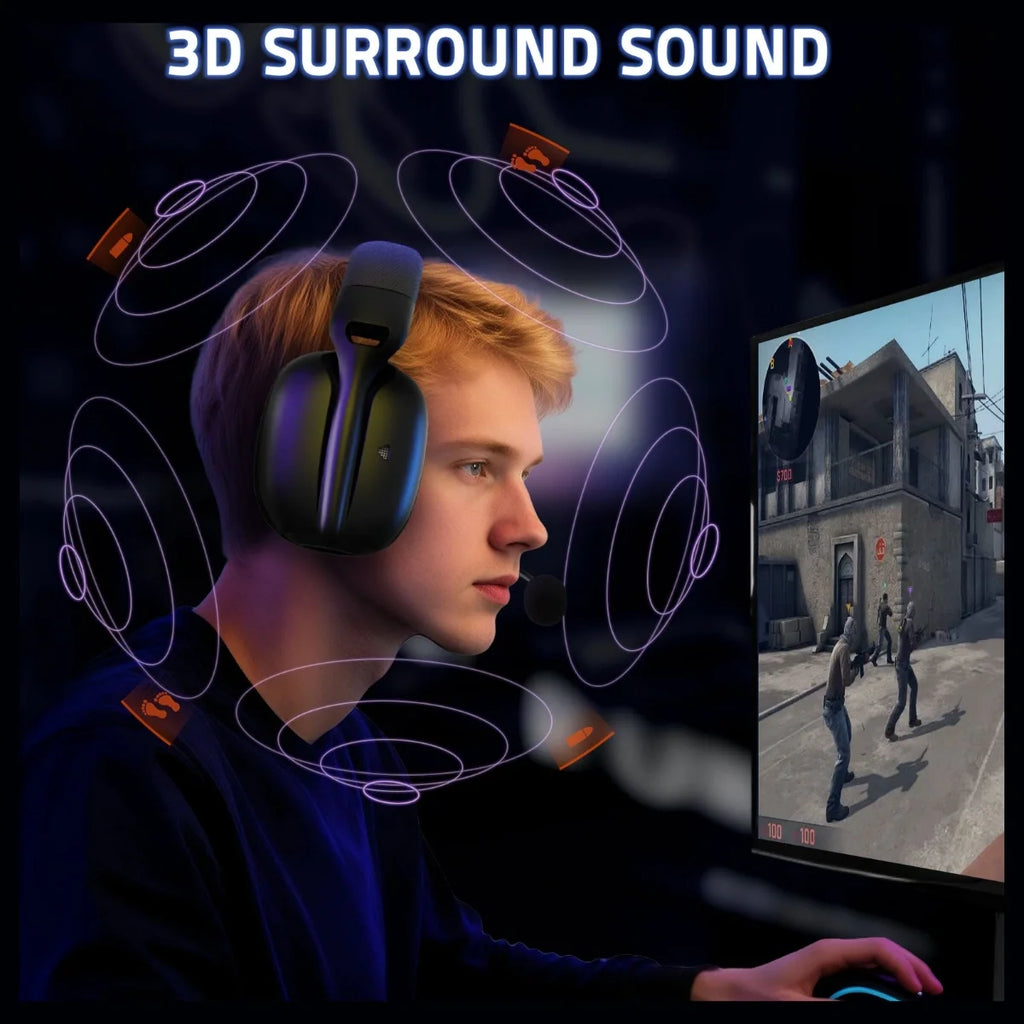 ATTACK SHARK L80 PRO Wireless Gaming Headset, 20ms Ultra-Low Latency, Dual Microphone System, Tri-Mode Bluetooth 5.3 2.4Ghz Wired, 40mm Speaker Drivers, 300mAh Battery