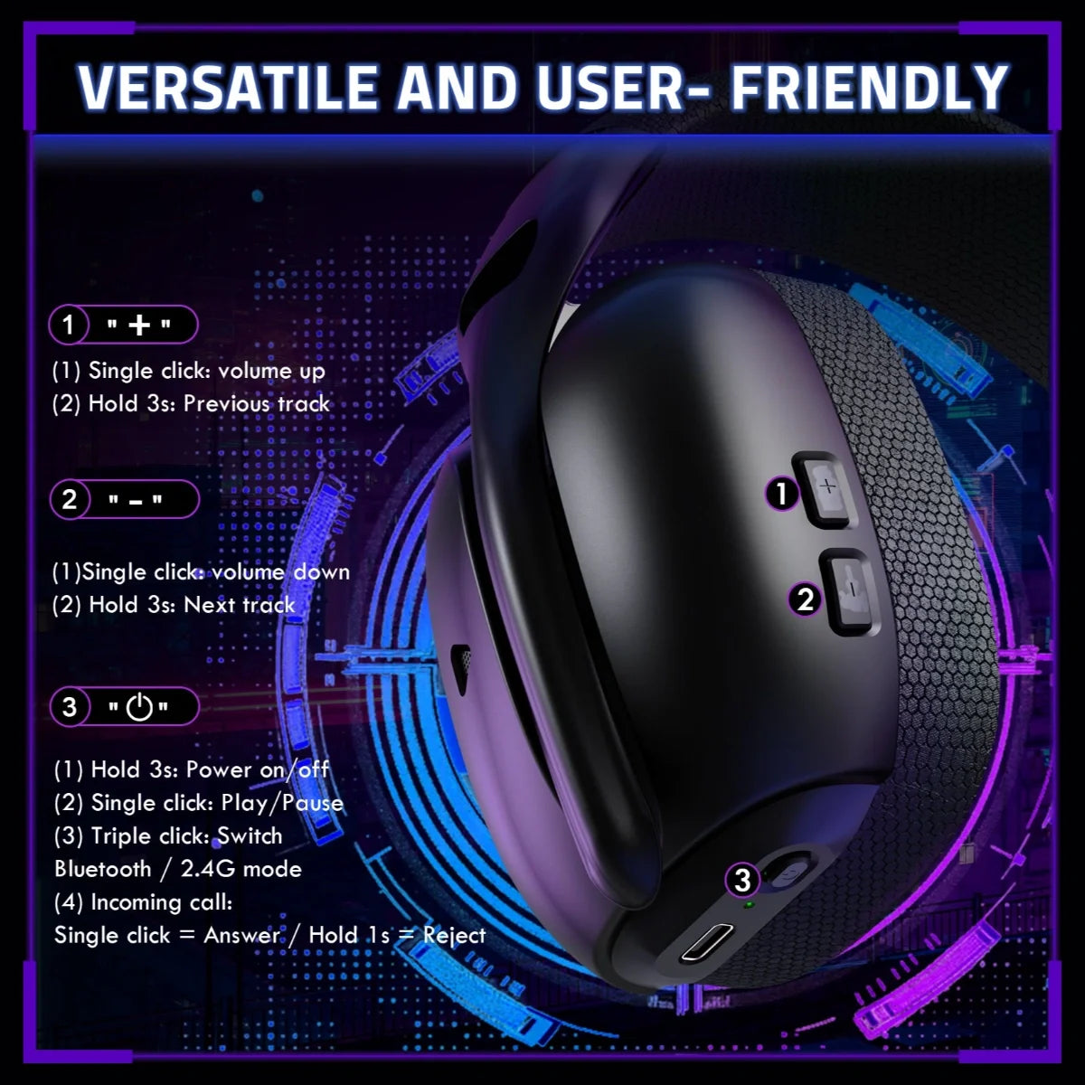 ATTACK SHARK L80 PRO Wireless Gaming Headset, 20ms Ultra-Low Latency, Dual Microphone System, Tri-Mode Bluetooth 5.3 2.4Ghz Wired, 40mm Speaker Drivers, 300mAh Battery
