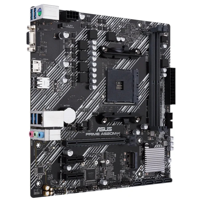 ASUS PRIME A520M-K Micro ATX Motherboard, AMD A520 Chipset, AM4 Socket, 2 DIMM Up To 64GB DDR4, M.2 And 4x SATA 6Gbps, 1Gb Ethernet, HDMI 2.1 4K@60Hz And D-Sub, USB 3.2 Gen 1 Type-A