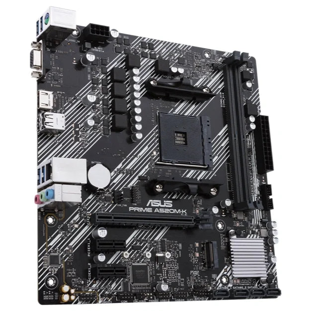 ASUS PRIME A520M-K Micro ATX Motherboard, AMD A520 Chipset, AM4 Socket, 2 DIMM Up To 64GB DDR4, M.2 And 4x SATA 6Gbps, 1Gb Ethernet, HDMI 2.1 4K@60Hz And D-Sub, USB 3.2 Gen 1 Type-A