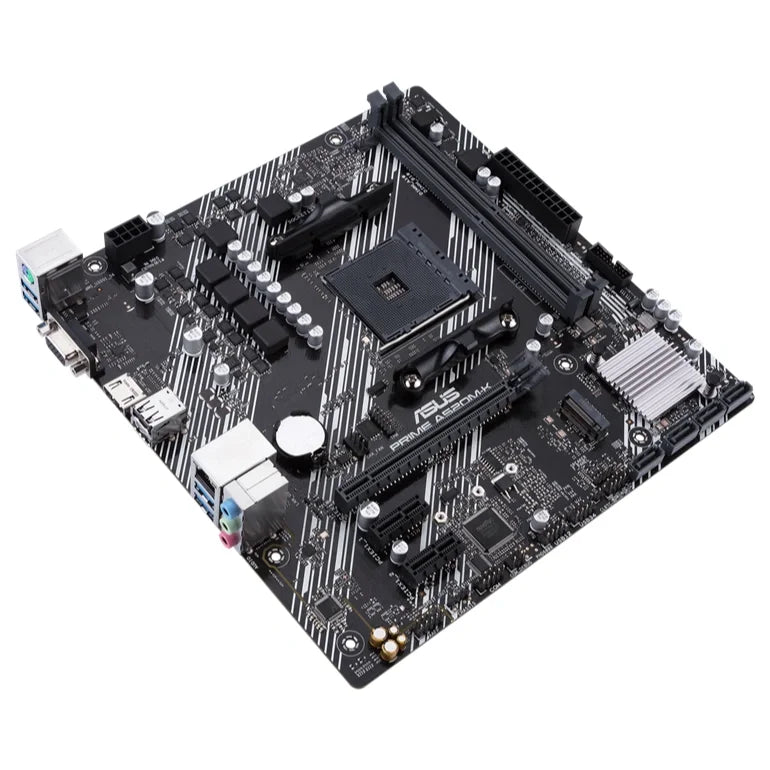 ASUS PRIME A520M-K Micro ATX Motherboard, AMD A520 Chipset, AM4 Socket, 2 DIMM Up To 64GB DDR4, M.2 And 4x SATA 6Gbps, 1Gb Ethernet, HDMI 2.1 4K@60Hz And D-Sub, USB 3.2 Gen 1 Type-A