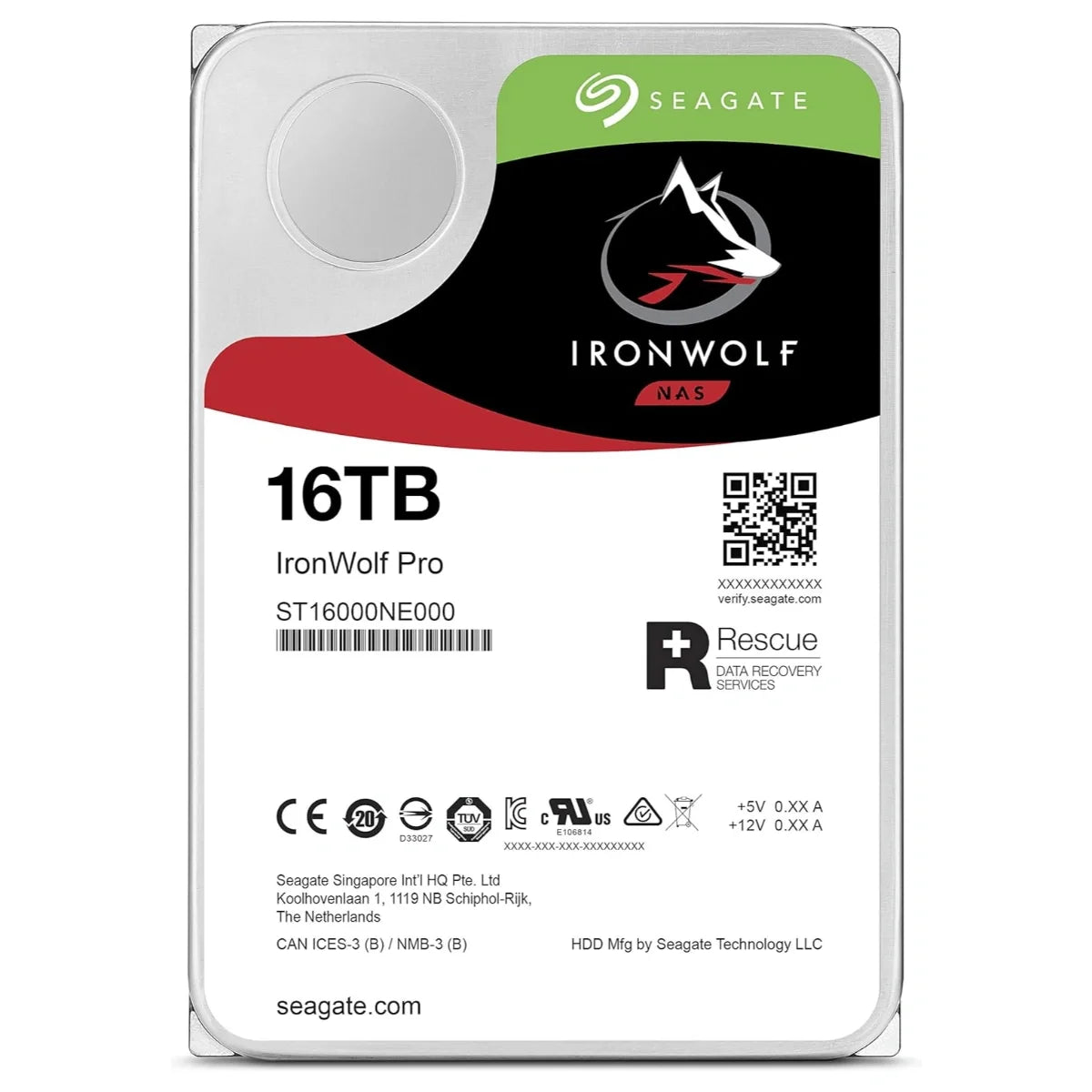 Seagate IronWolf Pro 16TB NAS Hard Drive, 7200 RPM, 256MB Cache, CMR, SATA 6.0Gb/s, 3.5" Internal HDD, ST16000NE000