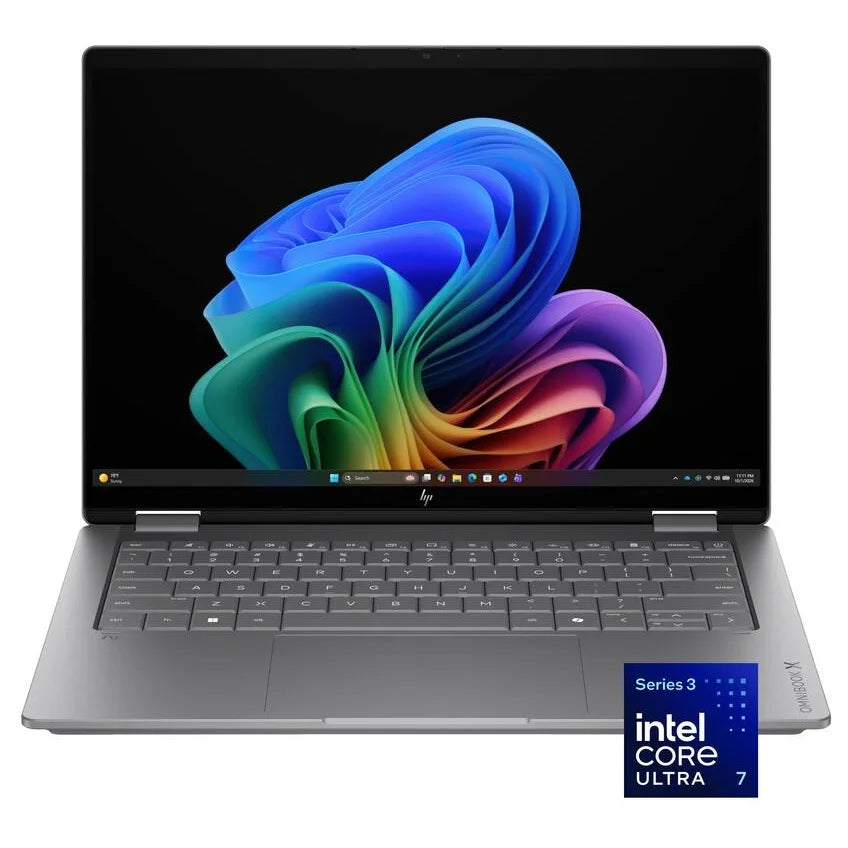 HP Omnibook X Flip 2 in 1 14-KB0023DX, Intel Core Ultra 7 355, Intel Graphics, 16GB DDR5 RAM, 1TB NVMe M.2 SSD, 14" 2K UWVA OLED Touch Screen, Windows 11 Home, Backlit Keyboard, Copilot Plus, Meteor Silver