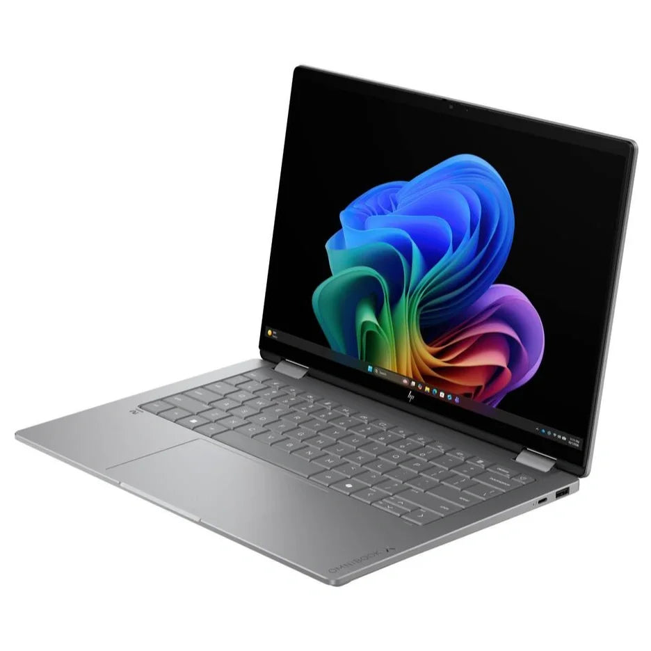 HP Omnibook X Flip 2 in 1 14-KB0023DX, Intel Core Ultra 7 355, Intel Graphics, 16GB DDR5 RAM, 1TB NVMe M.2 SSD, 14" 2K UWVA OLED Touch Screen, Windows 11 Home, Backlit Keyboard, Copilot Plus, Meteor Silver