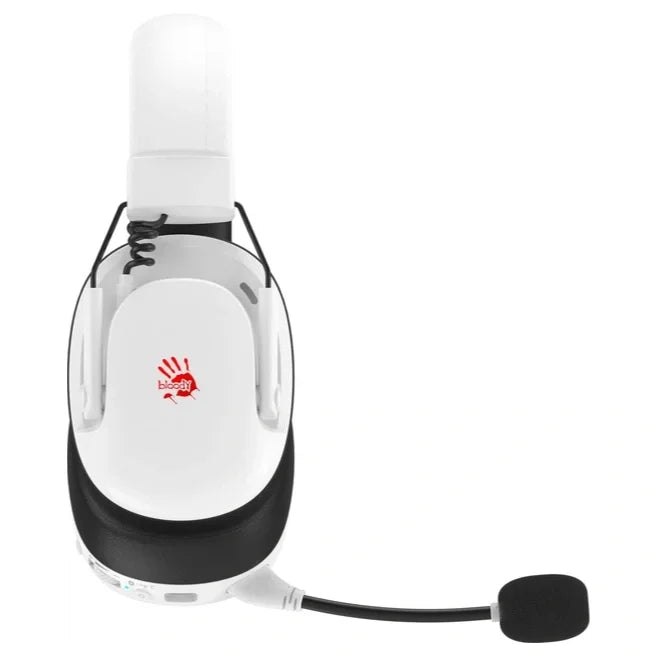Bloody GR585 Gaming Wireless Headset, 2.4GHz Wireless and Bluetooth V5.3 and 3.5mm Wired Audio, 50mm Speaker Unit, 80H Playtime, 7-Color Backlit, White