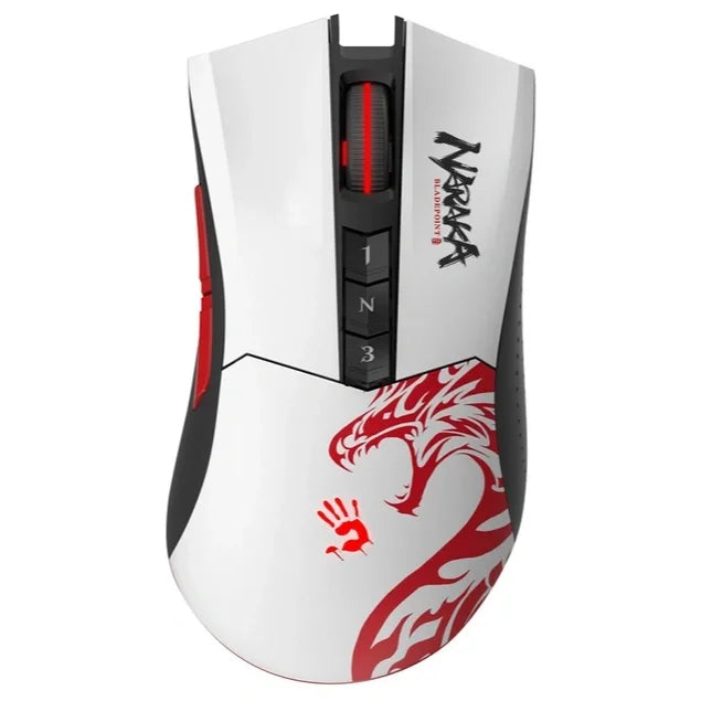 Bloody R90 Plus Naraka 2.4G Wireless Gaming Mouse, BC3332-S Sensor, 100-5,000 CPI, 8 Programmable Buttons, 1ms Key Response