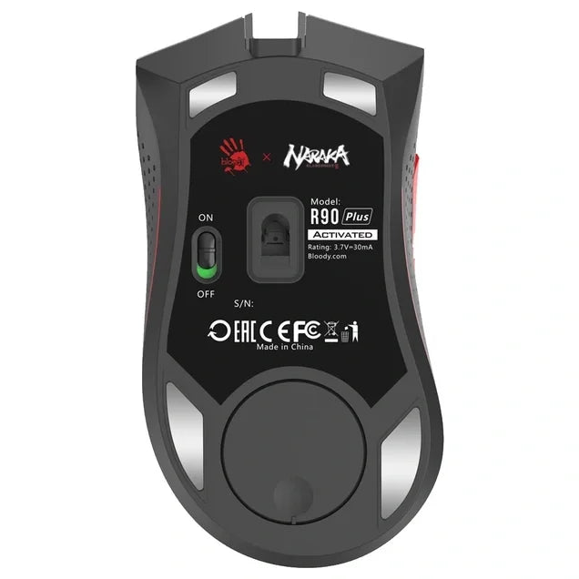 Bloody R90 Plus Naraka 2.4G Wireless Gaming Mouse, BC3332-S Sensor, 100-5,000 CPI, 8 Programmable Buttons, 1ms Key Response