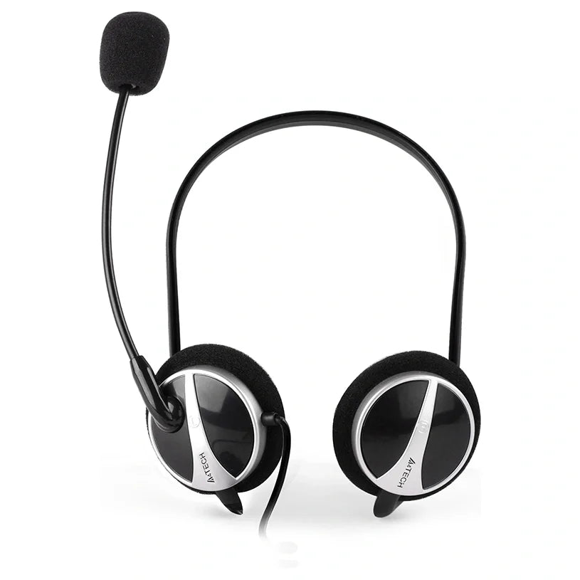 A4Tech HU-5P Neckband Headset, 40mm Driver, Inline Controls With Mic Mute, Rotatable Omnidirectional Noise-Cancelling Microphone