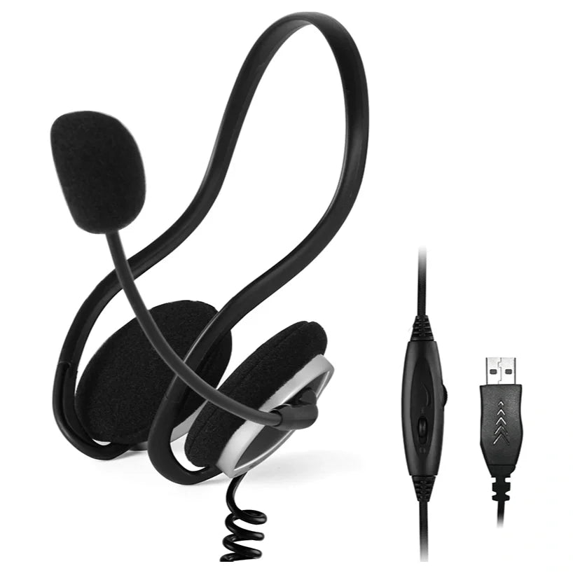 A4Tech HU-5P Neckband Headset, 40mm Driver, Inline Controls With Mic Mute, Rotatable Omnidirectional Noise-Cancelling Microphone