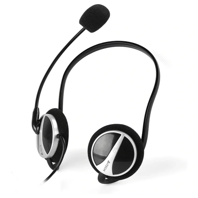 A4Tech HU-5P Neckband Headset, 40mm Driver, Inline Controls With Mic Mute, Rotatable Omnidirectional Noise-Cancelling Microphone