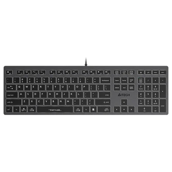 A4Tech FX60 Scissor Switch Keyboard, Illuminate White Backlit, Low Profile Chocolate Keycaps, Operating System Swap, Grey