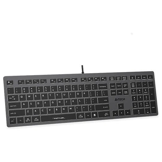 A4Tech FX60 Scissor Switch Keyboard, Illuminate White Backlit, Low Profile Chocolate Keycaps, Operating System Swap, Grey