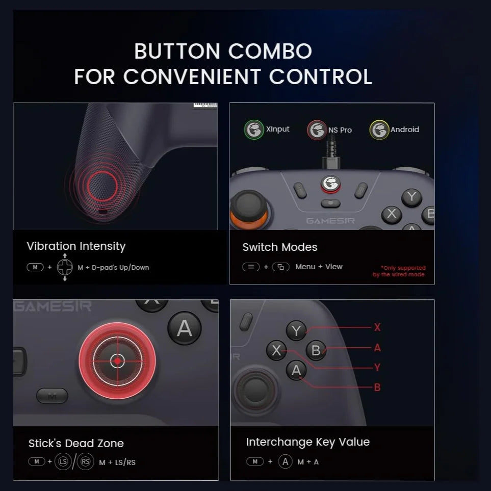 GameSir NOVA Lite Multiplatform Controller, Hall Effect Sticks, Tri-Mode Connectivity, Turbo Function, Multi-Function M Button, Space Purple