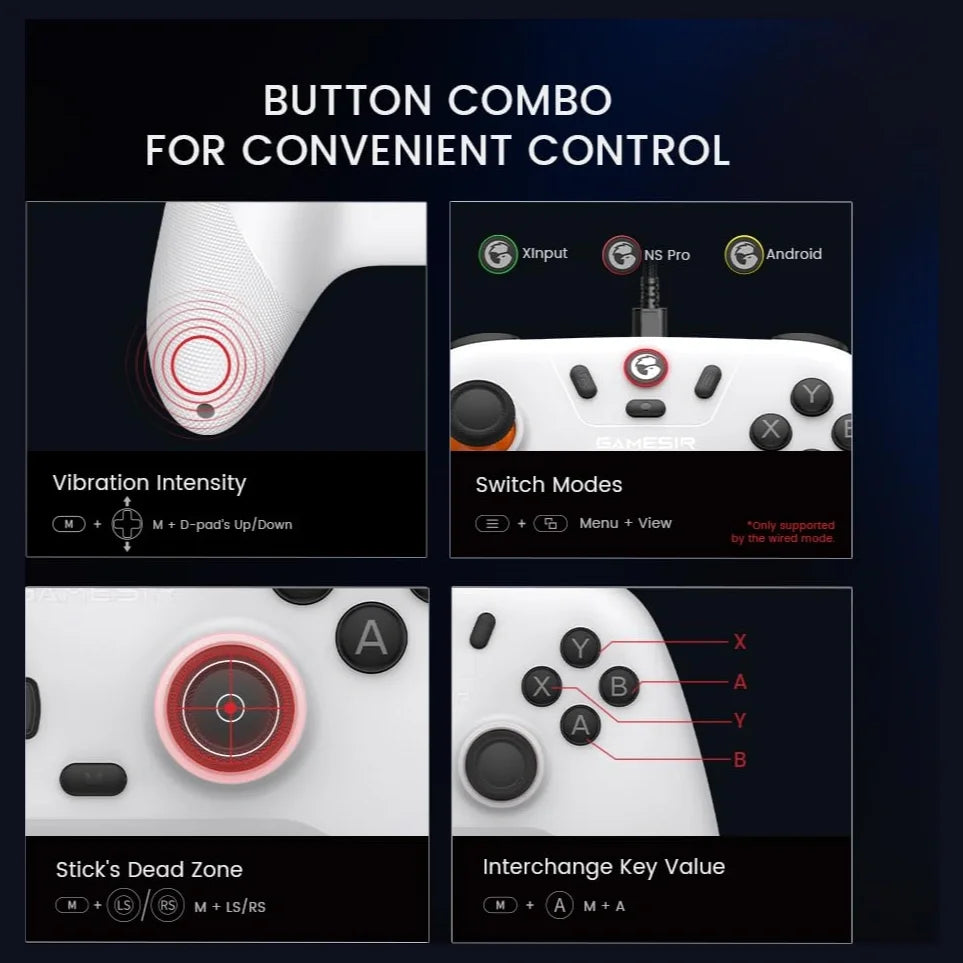GameSir Nova Lite Wireless Controller, Hall Effect Sticks and Triggers, Bluetooth and 2.4G Dongle and USB-C, 20Hz Turbo, Rumble Vibration, For PC Android iOS Switch Steam Deck, White