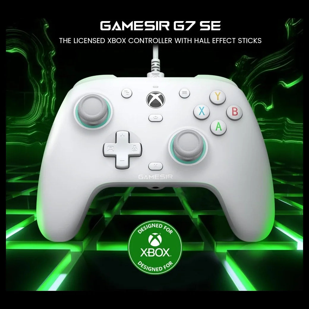 GameSir G7 SE Wired Controller, Hall Effect Joysticks and Hall Triggers, 2 Custom Backbuttons, 3.5mm Audio Jack, for Xbox Series X|S Xbox One and Windows 10/11, White