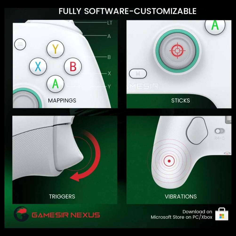 GameSir G7 SE Wired Controller, Hall Effect Joysticks and Hall Triggers, 2 Custom Backbuttons, 3.5mm Audio Jack, for Xbox Series X|S Xbox One and Windows 10/11, White