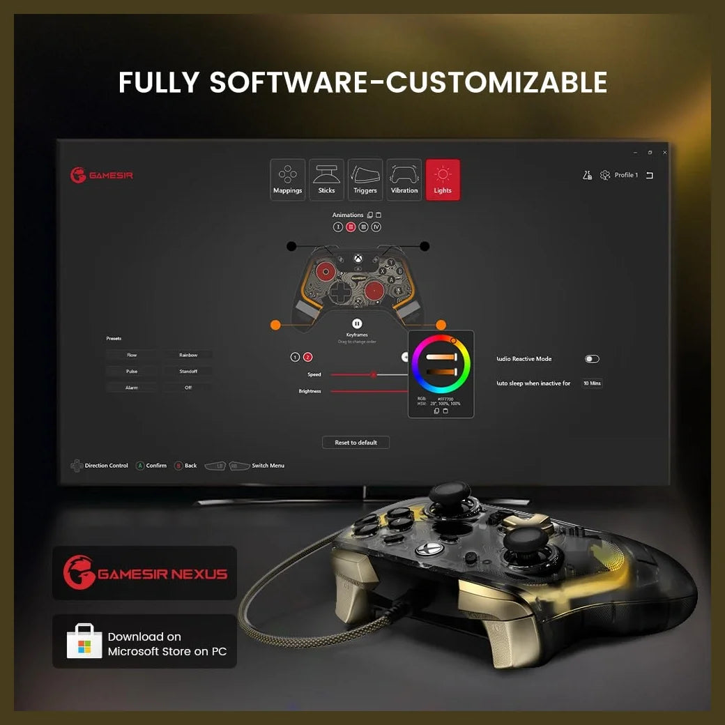 GameSir Kaleid Flux Enhanced Wired Controller for Xbox, RGB Lighting, Hall Effect Joystick, Compatible with Xbox Series X|S, Xbox One and Windows 10/11 PC