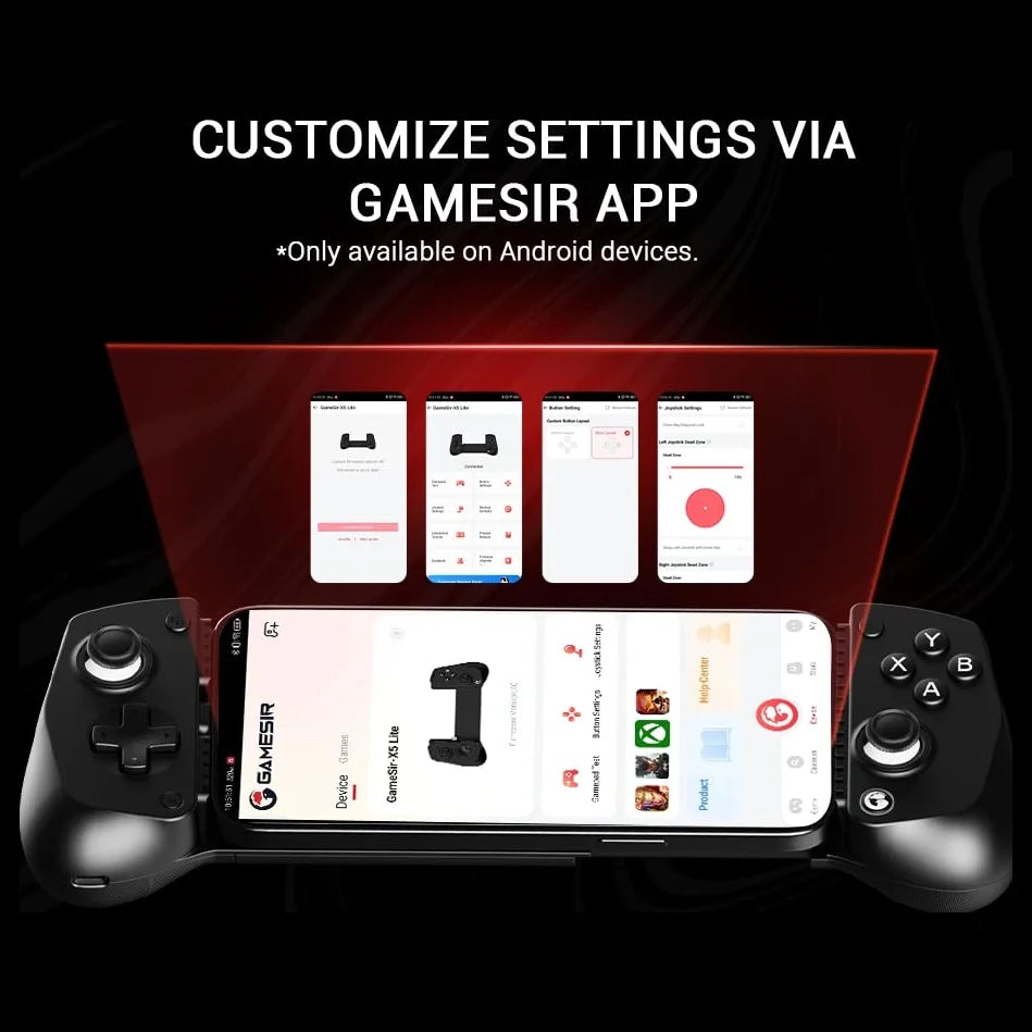GameSir X5 Lite Mobile Gaming Controller for Android, Hall Effect Joystick, Stretchable up to 213mm, Type-C Connection, Pass-through Charging, Black